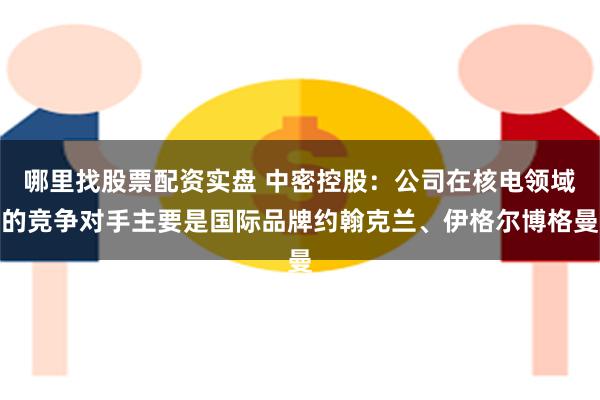 哪里找股票配资实盘 中密控股：公司在核电领域的竞争对手主要是国际品牌约翰克兰、伊格尔博格曼